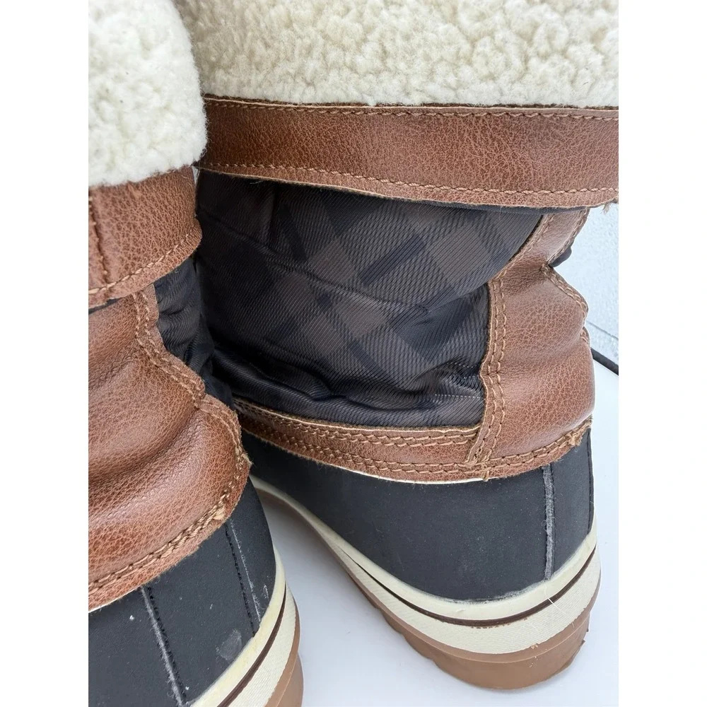 Mishansha Men's Size 9 Winter Snow Boots Faux Fur Brown Black Duck Boots.   1775
